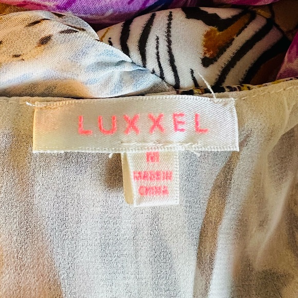 LUXXEL Bohemian Maxi Dress Animal Print Size M Long Sleeves V Neck 100% poly - Picture 15 of 16